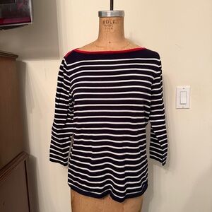 Lauren Ralph Lauren Red White Blue 3/4 Sleeve Knit Top